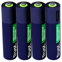 Trust Pilas AAA recargables USB-C 500 mAh pack de 4 unidades 25671